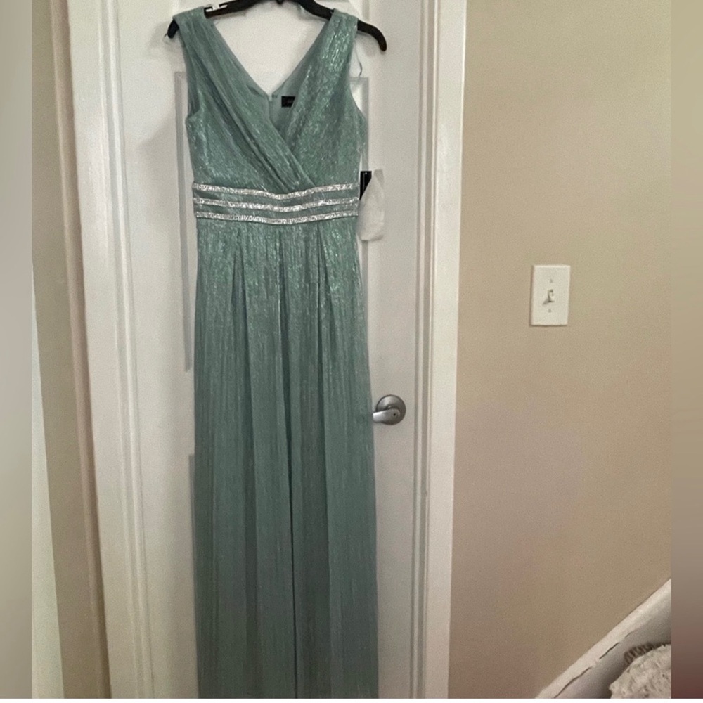R&M Richards Shimmering Teal Maxi Dress
